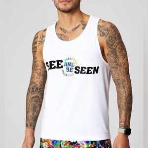 Fabletics Men's The 24-7 Sleeveless Tank Shirt See and Be Seen Size XL White